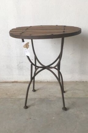 Iron Garden Table with Slatted Wood Top